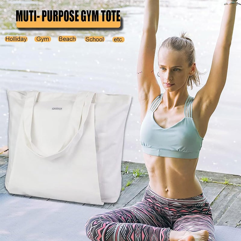 Cwokarb Yoga Bags for Women with Yoga Mats Bags Carrier Carryall Canvas Tote for Pilates Shoulder for Travel Office Beach Workout - Image 5